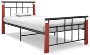 vidaXL Bedframe metaal en massief eikenhout 100x200 cm