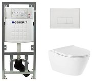 QeramiQ Salina Toiletset - rimless - Geberit inbouwreservoir - diepspoel wandcloset - softclose - quickrelease - bedieningspaneel met rechthoekige knoppen - glans wit 0701131/SW96855/SW96857/SW706187