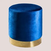 Poef Round In Velvet Flikez Blauw - Sklum