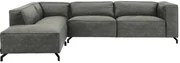 Goossens Bank Calvin grijs, micro leer, 3,5-zits, modern design met ligelement links
