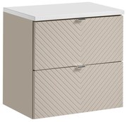 Comad Viva Cashmere badkamermeubel 60cm taupe met 2 lades en wit toppaneel