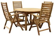 Arona Ovaal uitschuifbare dining tuinset 120-170x120xH76 cm 5-delig teak