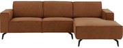 Goossens Hoekbank Hercules bruin, microvezel, 2,5-zits, modern design met chaise longue rechts