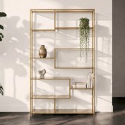 Kare Design Loft Gold Hoog Wandrek Staal Met Glas Goud - 115x30x195cm.