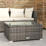 vidaXL Tuintafel 60x60x30 cm poly rattan en glas grijs