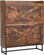 VEVOR schoenenkast met 2 deuren en kantelbeveiliging, ruimtebesparend schoenenrek, vrijstaande schoenenorganizer voor hal, woonkamer, veranda, vintage schoenenrek 800x240x973mm bruin