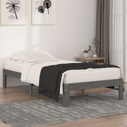 vidaXL Bedframe massief hout grijs 90x190 cm 3FT single