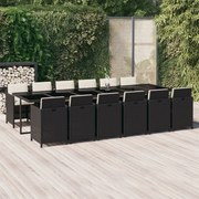 vidaXL 13-delige Tuinset met kussens poly rattan zwart