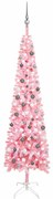 vidaXL Kerstboom met LED's en kerstballen smal 240 cm roze