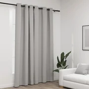 vidaXL Gordijn linnen-look verduisterend met ogen 290x245 cm grijs