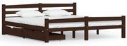 vidaXL Bedframe met 2 lades massief grenenhout donkerbruin 180x200 cm