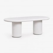 Ovale Tuintafel 220x100 Cm In Cement Namara Wit - Sklum