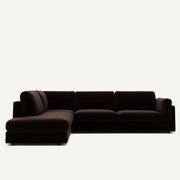 Omvormbare bank met hoek en longchair, fluweel, CÉSAR