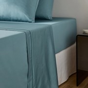 Effen plat laken in katoensatijn, Opale