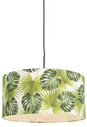 Stoffen Eettafel / Eetkamer Botanische hanglamp zwart met Leaf kap 50cm - Combi 1 Modern E27 rond Binnenverlichting Lamp