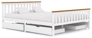 vidaXL Bedframe met 4 lades massief grenenhout wit 160x200 cm