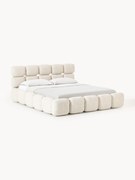 Gestoffeerd bed Tayla van bouclé met opbergruimte
