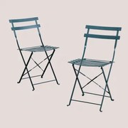 Set Van 2 Opvouwbare Eetkamerstoelen In Staal Sergey Jungle Groen - Sklum