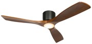 Plafondventilator met lamp zwart met hout incl. LED met afstandsbediening - Jerri Modern rond Binnenverlichting Lamp