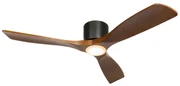 Plafondventilator met lamp zwart met hout incl. LED met afstandsbediening - Jerri Modern rond Binnenverlichting Lamp
