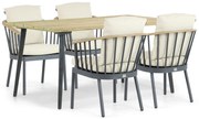 Tuinset 4 personen 180 cm Aluminium/Teak Grijs Apple Bee Condor/Montana