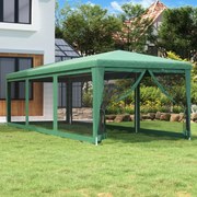 vidaXL Partytent met 8 mesh zijwanden 3x9 m HDPE groen