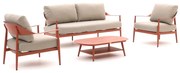 Stoel-bank loungeset Bellagio  | 4 personen | Loungeset Oranje | Aluminium | Kees Smit Tuinmeubelen