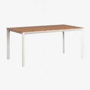 Tuin Tafel Rechthoekig 160x90 Cm In Aluminium En Teakhout Katiana Wit - Sklum