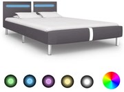 vidaXL Bedframe met LED kunstleer grijs 140x200 cm