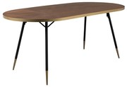 Lavis Denise Ovale Eettafel Walnoot En Messing - 180 X 90cm.