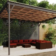 vidaXL 12-delige Loungeset met kussens poly rattan bruin