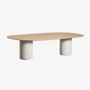 Ovalen Eettafel Van Mdf En Cement Lysander Eikenhout & 270 X 110 Cm & Lichtgrijs - Sklum