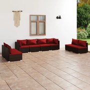 vidaXL 8-delige Loungeset met kussens poly rattan bruin