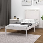 vidaXL Bedframe massief hout wit 75x190 cm 2FT6 Small Single