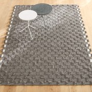 Handgenaaid vloerkleed, gerecycled polyester, Fringe