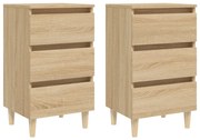 vidaXL Nachtkastjes 2 st met houten poten 40x35x69 cm sonoma eiken