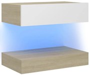 vidaXL Tv-meubel met LED-verlichting 60x35 cm wit sonoma eikenkleurig