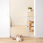 VEVOR Deur Veiligheidshek, Slagboom Traphek, 749-990 mm Breedtebereik Kinderhek, Huisdierhek, Traphek, Dubbelzijdig Draaihek 762 mm Hoogte, Wit Babyhek Geen Boren Vereist