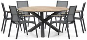 Tuinset Ronde Tuintafel 6 personen 150 cm Aluminium/textileen Grijs Lifestyle Garden Furniture Fiora/Fabriano