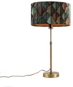 Tafellamp brons met ovale velours kap blad design 35cm - Parte