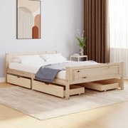 vidaXL Bedframe met 4 lades massief grenenhout 160x200 cm