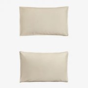 Set Van 2 Kussenslopen Van Sorana-linnen Van 160 G/m² Beige - Semoline & 50 X 75 Cm - Sklum