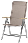 4 Seasons Outdoor | Slimm adjustable chair stainless steel mocca/teak arm  Tuinstoel    beige weerbestendig