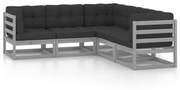 vidaXL 5-delige Loungeset met kussens massief grenenhout