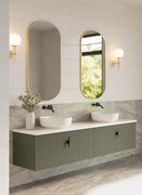 Muebles Ezra badmeubel ribbelfront 200cm legergroen met wit toppaneel zonder waskom