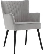 Goossens Eetkamerstoel Rob grijs velvet stof met armleuning, urban industrieel
