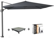 Challenger T1 zweefparasol 300x300 cm antraciet  met 120KG voet en hoes