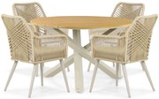 Tuinset 4 personen 125 cm Aluminium/rope Taupe Coco Vedra/Ancona