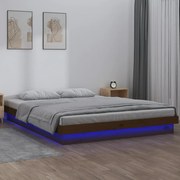 vidaXL Bedframe LED massief hout honingbruin 120x200 cm