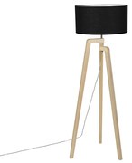 Moderne vloerlamp hout met zwarte kap 45 cm - Puros Landelijk / Rustiek, Modern E27 cilinder / rond Binnenverlichting Lamp